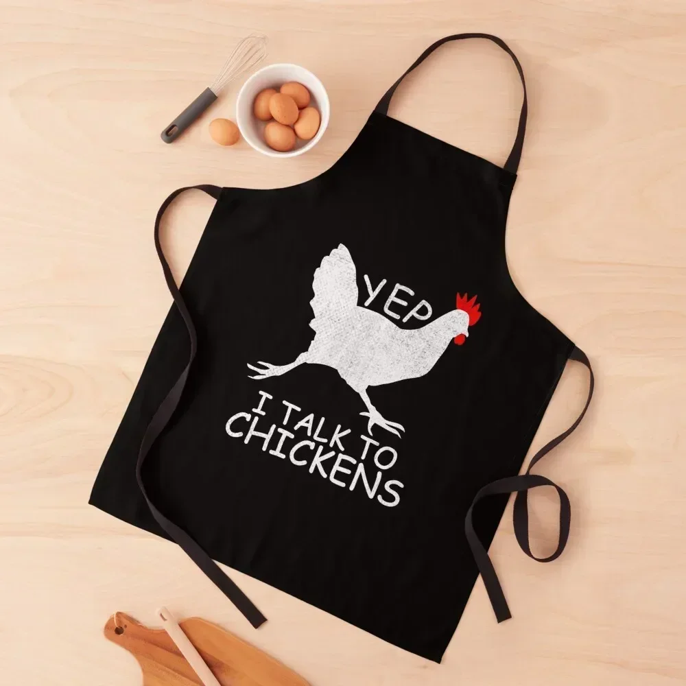 Yep I Talk To Chickens Забавный подарок с курицей Фартук персональным логотипом Униформа