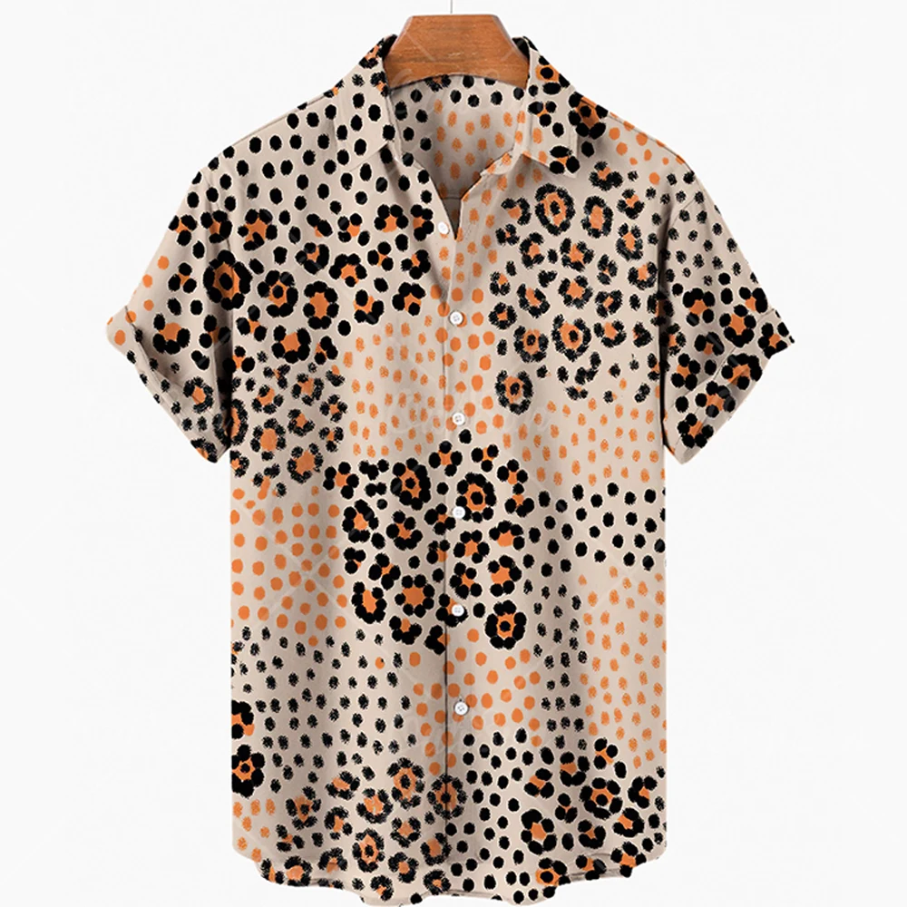 

2022 Tiger Print 3D Shirts Summer Hawaiian Fashion Men's Shirt Short Sleeve Animal Pattern Print Beach Shirt Plus Size 5XL