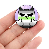 agender pride middle finger cat pin custom brooches shirt lapel teacher tote bag backpacks badge gift brooches pins for women
