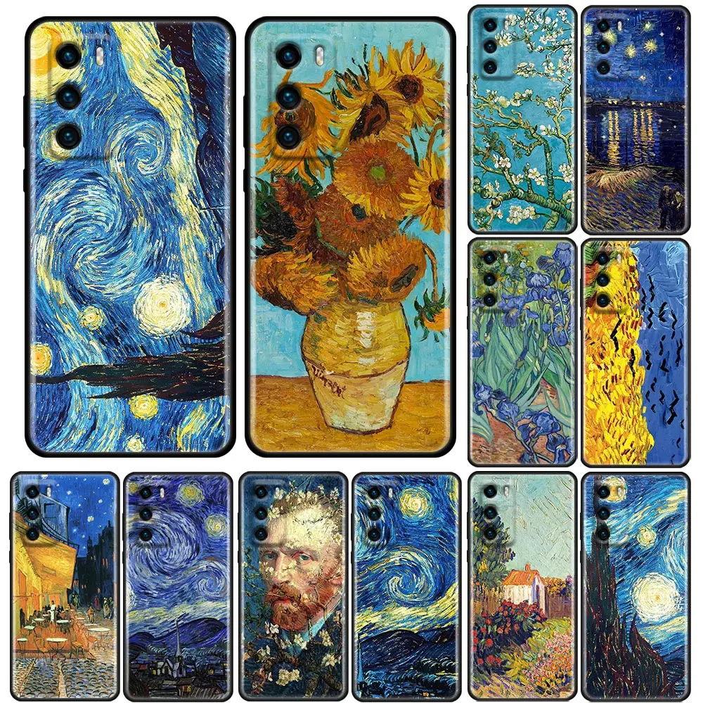 

Van Gogh Painting Starry Sunflower Cafe Terrace at Night P30Lite Case For Huawei P30 P40 P10 Lite P20 P50 Pro PSmart Z Soft Case