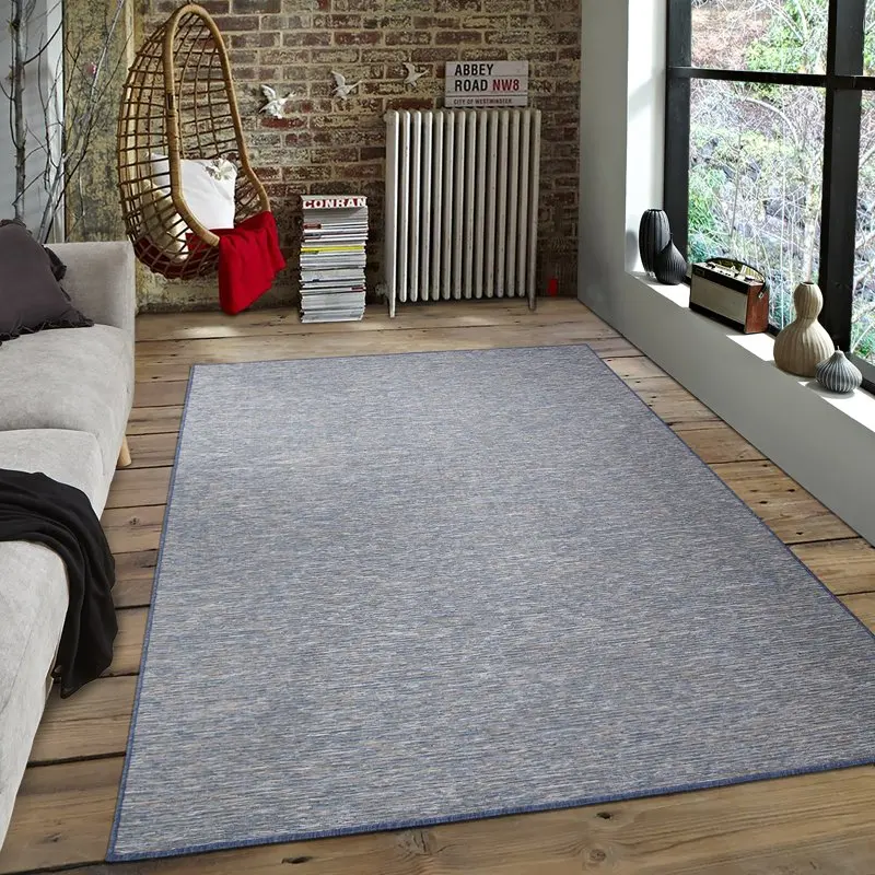 

Beautiful, Reversible Non-Shedding 5'3" x 6'11" Indoor/Outdoor Sahara Blue Area Rug - Perfect for Any Room or Patio!