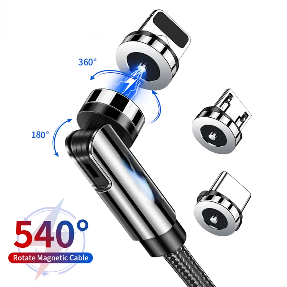 

New Fashion Rotate Cable 360 Degree USB Type C Charging Cable Fast Charging Magnet Charger 540 Rotate Micro Cable