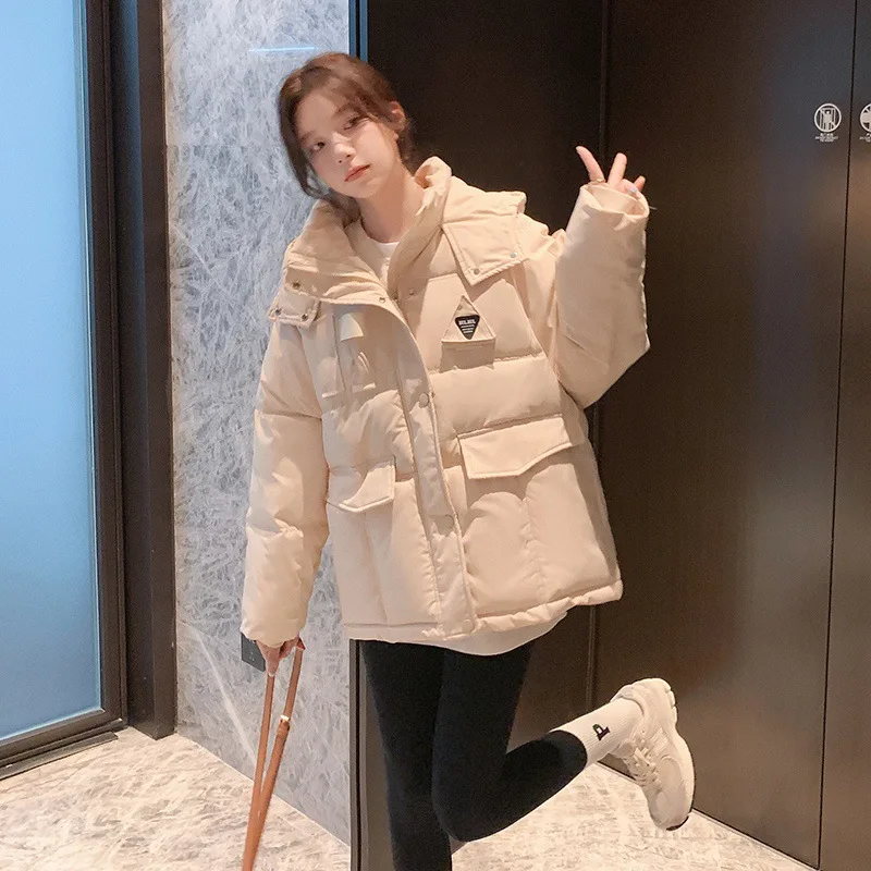 GRELLER 2022 New Winter Clothes Women's Down Cotton Padded Jacket Women Korean Loose Warm Thicken Hooded Parkas Coat Outwear