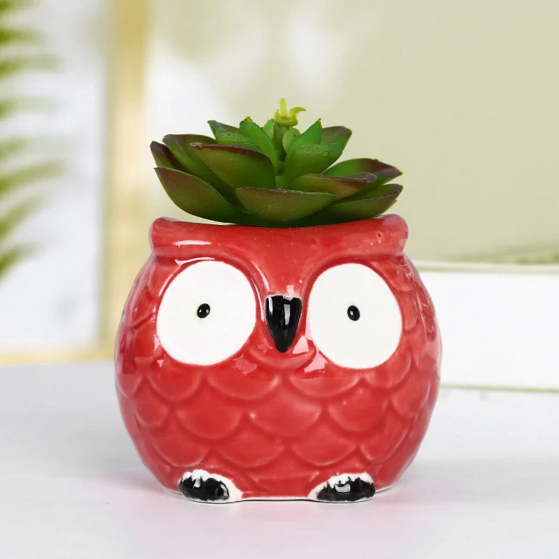 

Ceramic owl flower pot Nordic handicraft succulent flower tank ornament creative gift factory direct sales