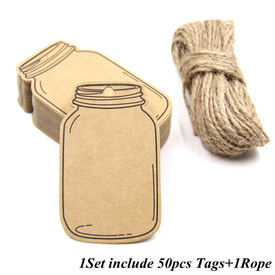 

Бумажные бирки для бутылок с веревкой 50 шт.