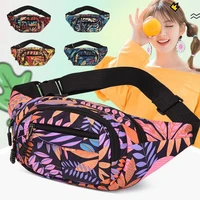 fashion multifunctional travel banana bags casual leaf printed large capacity waist bags fanny pack