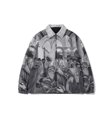 LEOSOXS-весенне-осенняя мужская куртка с принтом для пары, тонкая повседневная куртка, мужская и женская шелковая одежда в стиле ретро, мужская одежда