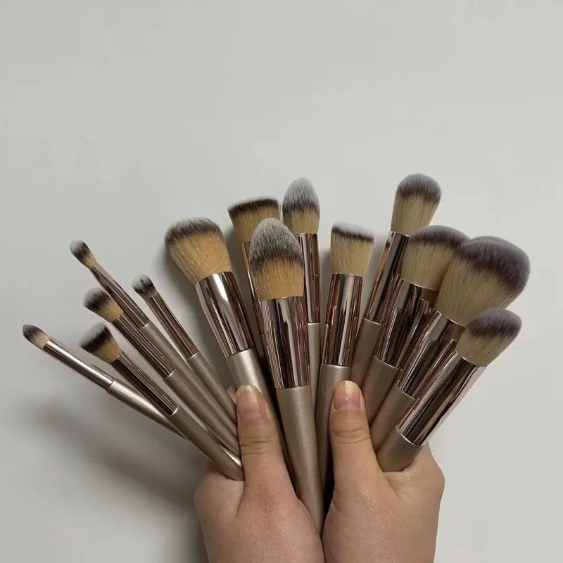 

Набор профессиональных кистей для макияжа, 14 шт., косметическая основа для макияжа, пудра, румяна, тени для век, смешивание, консилер