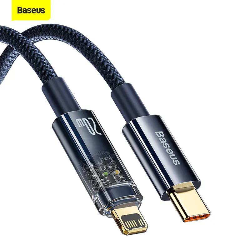 Baseus Auto Smart Power-Off PD 20W USB C Charger Cable For iPhone 13 12 11 XR Fast Charging Automatic Power Down Wire Cord Cable