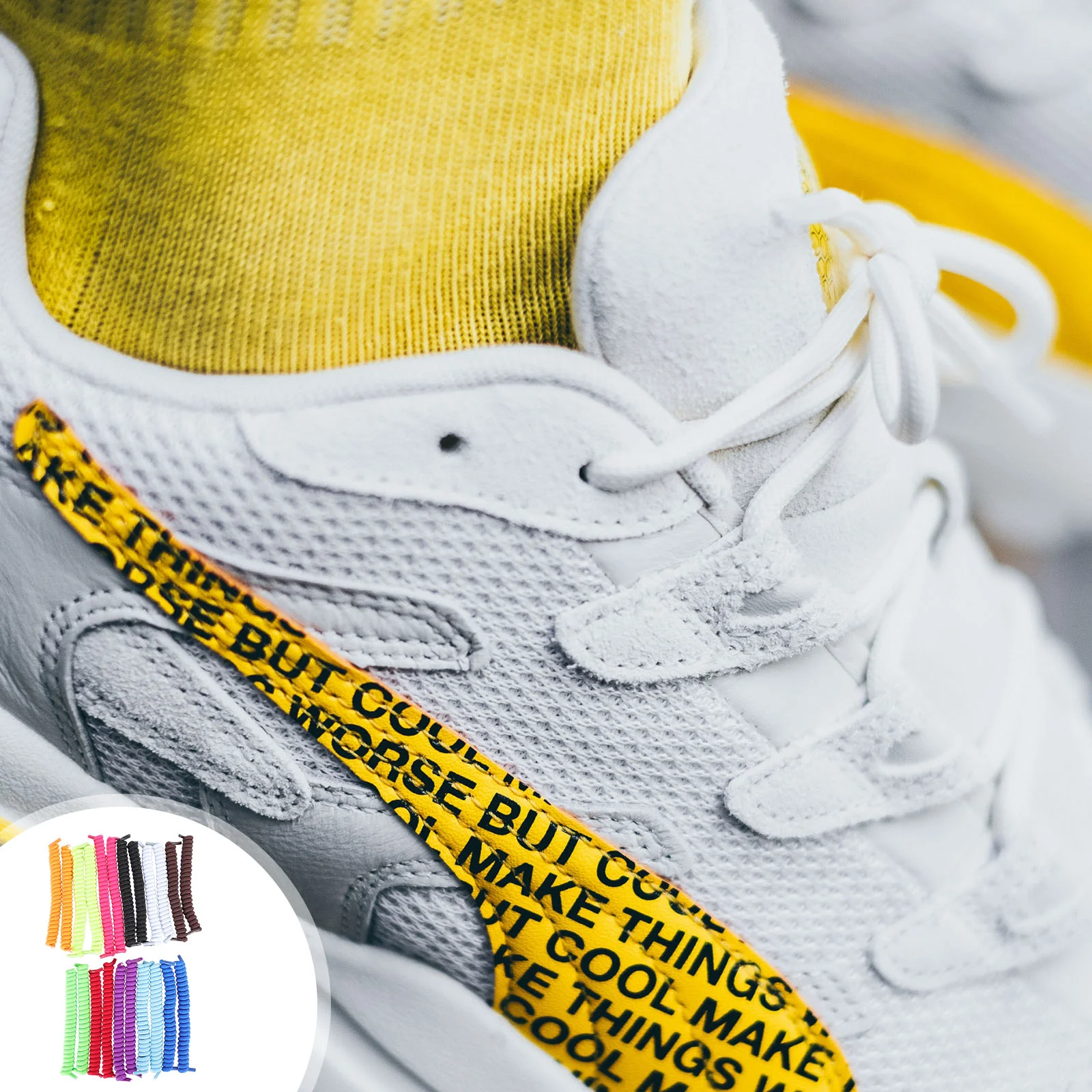 11 Pairs Free Spring Laces Stretch Sneakers Simple Shoelaces Practical Casual Shoes Elastic Polyester