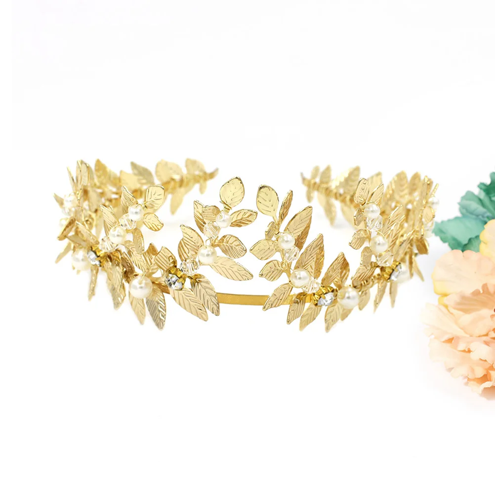 

Женская головная повязка, жемчужная Свадебная головная повязка, очаровательный стереоскопический лист, сделай сам