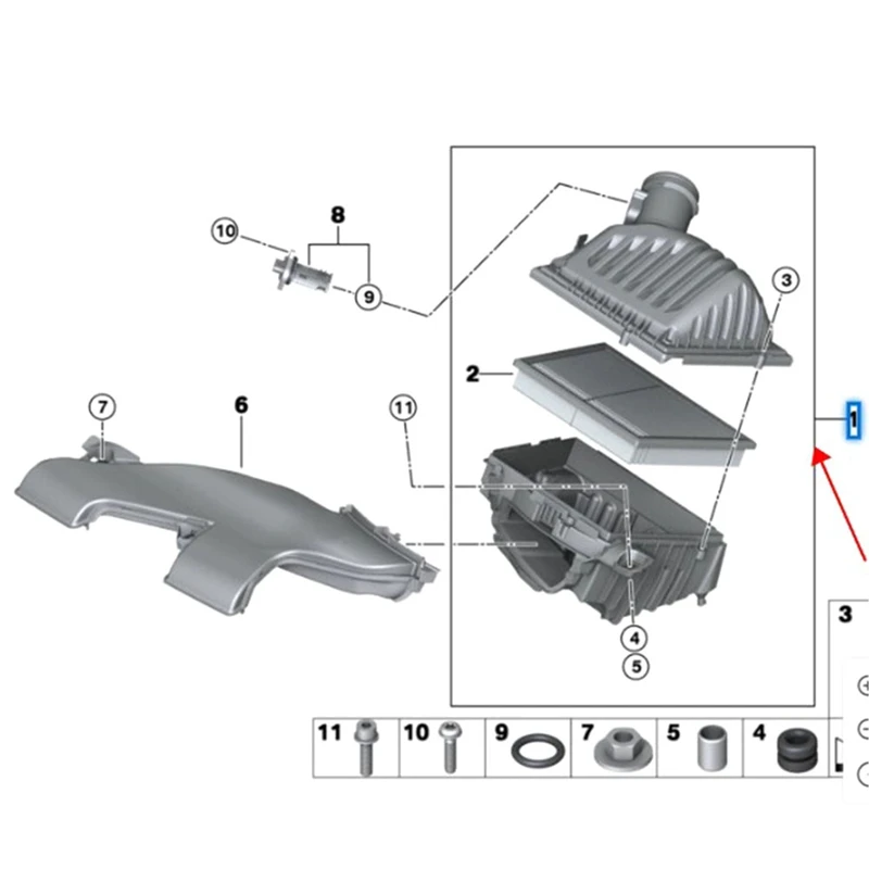 Коробка воздушного фильтра для BMW F39 F40 F44 F45 F46 F48 F54 F55 F56 F57 F60 13718655834 запчасти