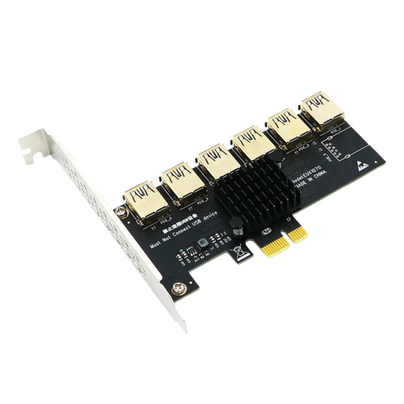 

PCI-E Adapter Card PCI-E 1X to 6 USB3.0 Graphics Extension Cable Expansion Card PcIe Converter for BTC Miner Mining