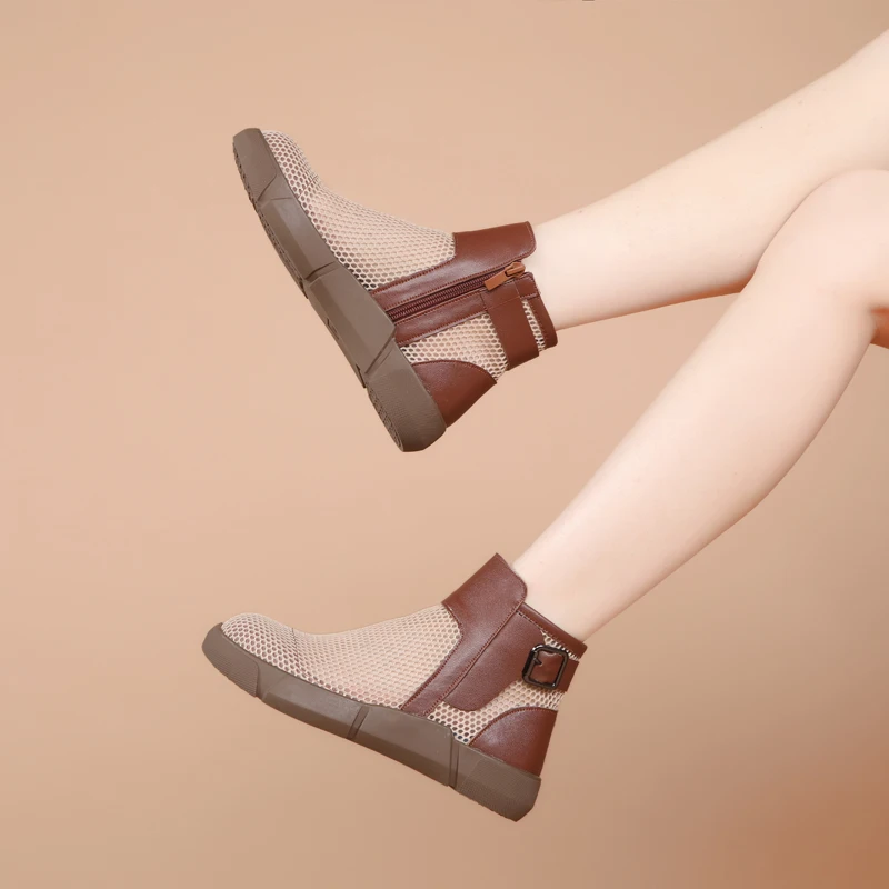 DIMANYU Women's Summer Boots 2023 New Mesh Ankle Boots Women Casual Large Size 41 42 43 Mesh Anti Slip Women's Cool boots