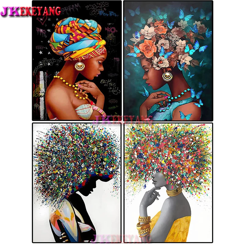 DIY 5D Diamond Painting beautiful african woman Cross Stitch Kit Full Drill Embroidery Mosaic Picture of Rhinestones Y4903