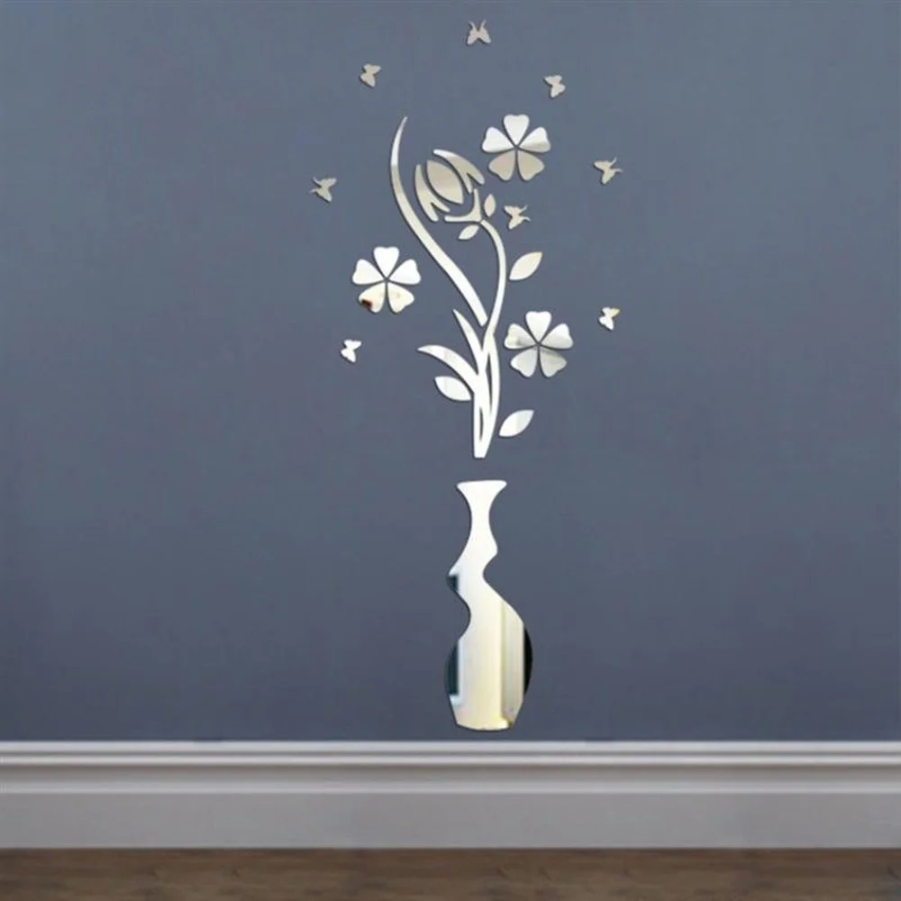 

Plum Vase Mirror Wall Stickers Fashion DIY Waterproof Decor Stickers Suitable For Porch Living Room Home Decoration Accessories