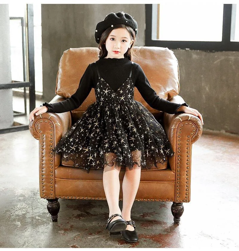 

New Dresses for Girls 2022 Long Sleeve Autumn Chiffon Baby Girl Princess Dress Fashion Kids Children's Clothes 6 8 10 12 Year