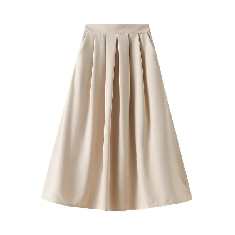 

2022 женская летняя юбка трапециевидной формы, однотонная женская эластичная юбка Boho с высокой талией, Femme Faldas Jupe Saia