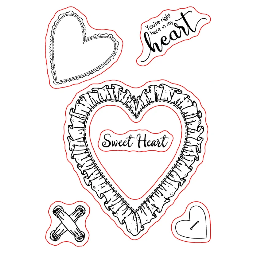 Новое поступление 2022 прозрачные штампы с оборками в форме сердца печать для