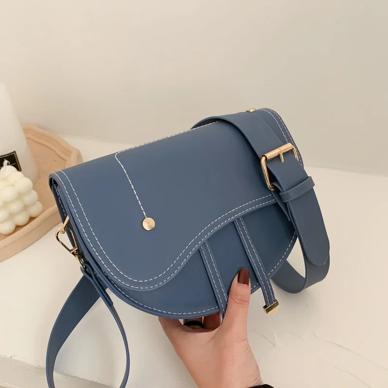 

Retro Saddle Shoulder Bag Female 2023 New Crossbody Bag Simple Solid Color Lady Messenger Bag Flap Handbag and Purse sa