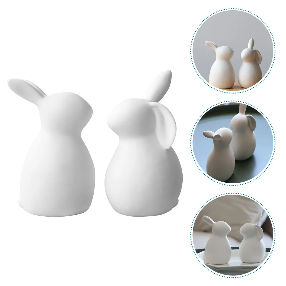 

Rabbit Ceramic Bunny Figurines Animal Decor Figurine Statue Statues Ornament Craft Easter Home Ornaments Desktop Tabletop White