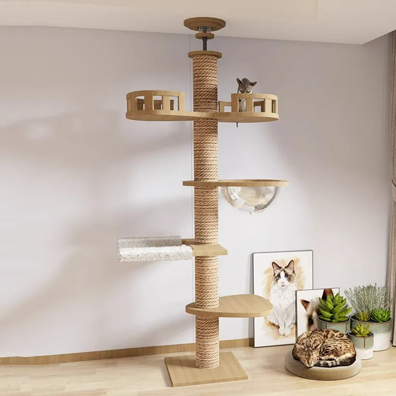 

255-265cm Tongtianzhu Cat Climbing Frame Cat Nest Cat Tree Post Space Module Large Cat Villa Cat Toy Solid Wood Jumper Goods