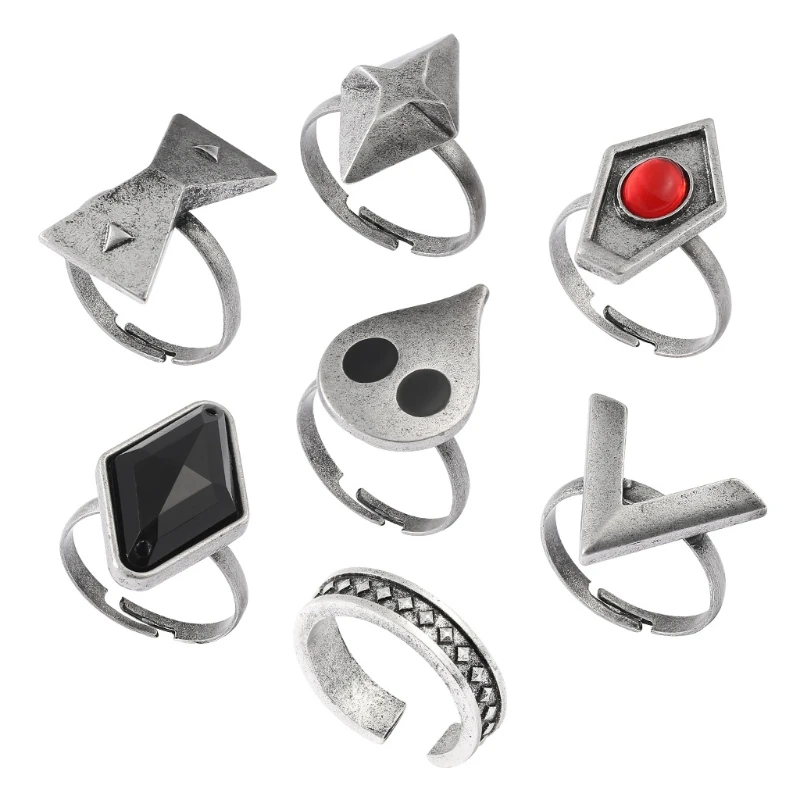 

7Pieces/Set Cosplay Anime Finger Rings Hu Tao Rings Genshin Impact Cosplay Rings