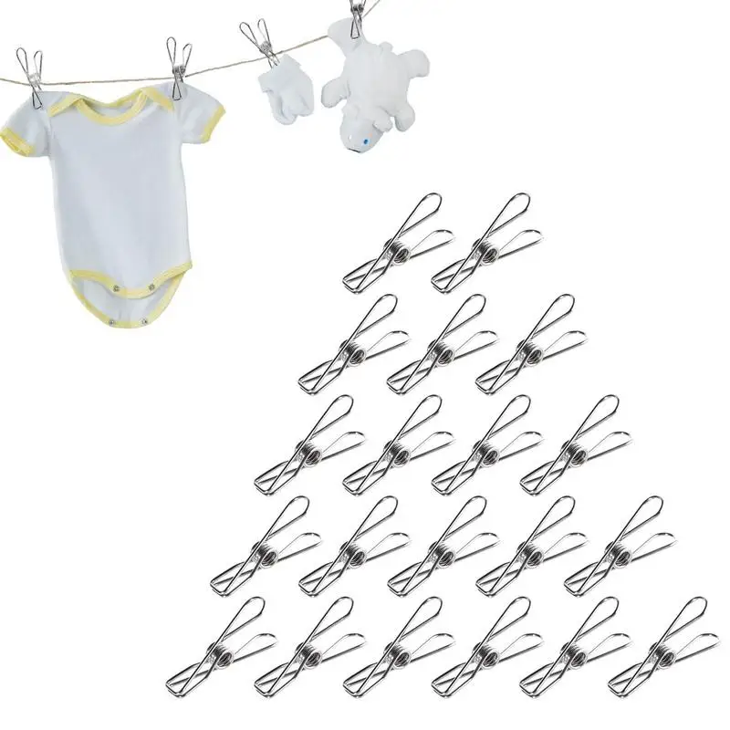 

20 шт., прищепки из нержавеющей стали для сушки одежды