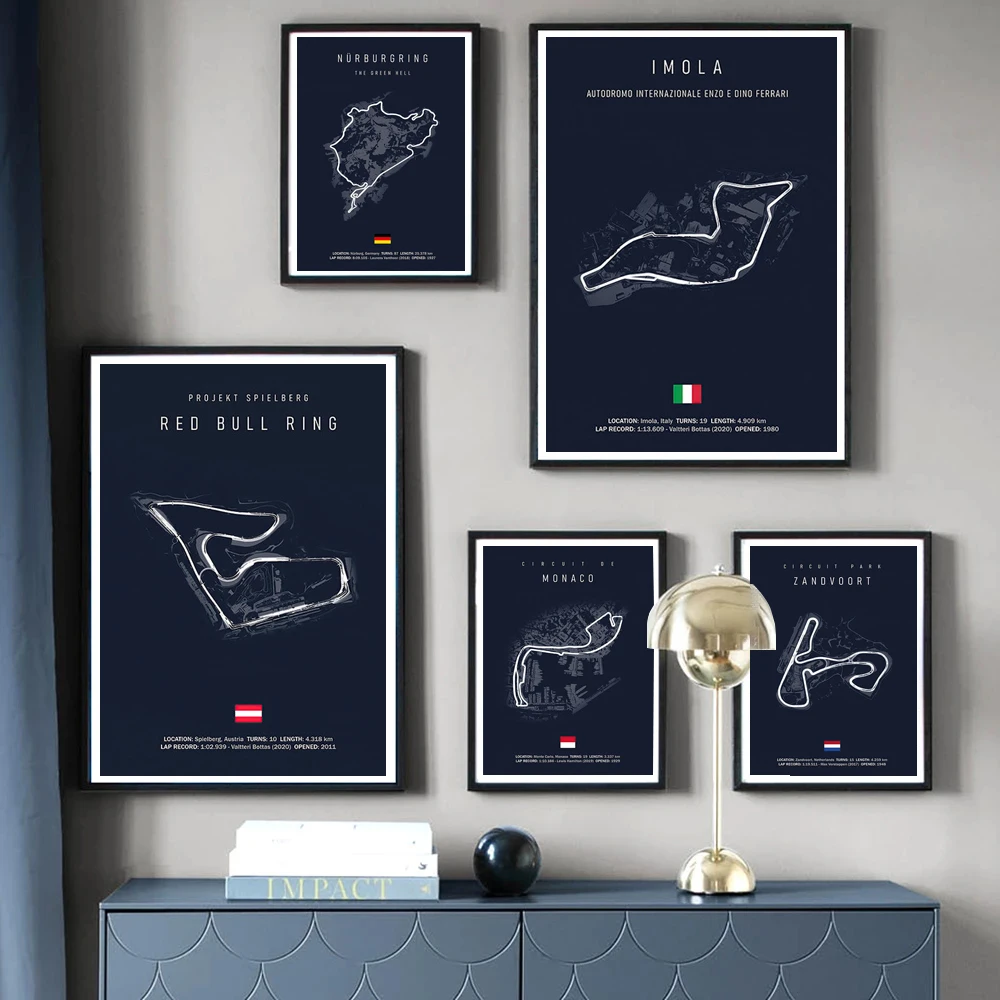 

Imola Monaco Formula 1 Track Circuit Map Wall Art Canvas Painting Posters And Prints Wall Pictures For Living Room Home Decor