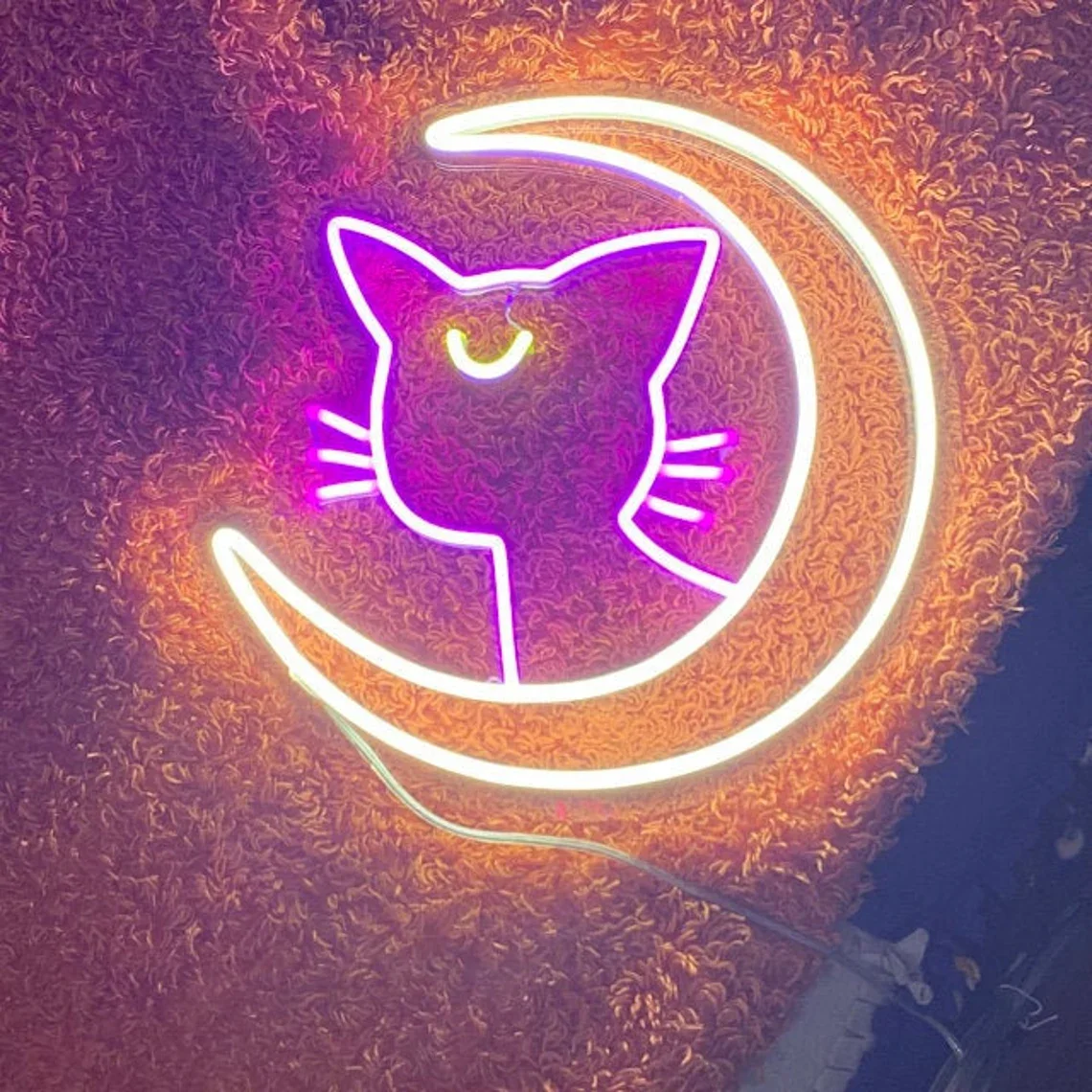

Anime Moon Cat Neon Sign Anime Wall Art Decor Kawaii Aesthetic Art Gift for Girl Birthday Led Neon Lights