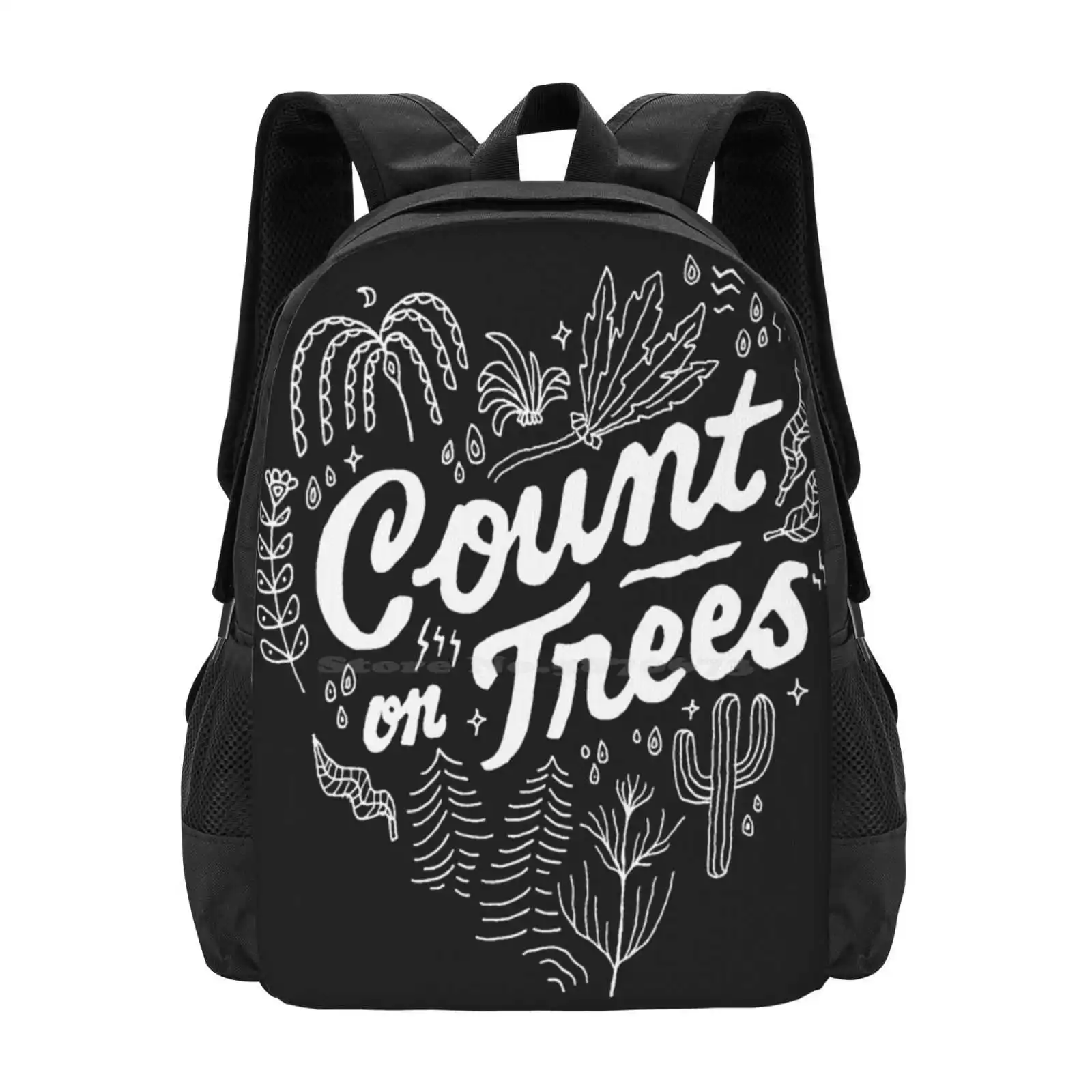 

Count On Trees School Bags For Teenage Girls Laptop Travel Bags Tree Nature Plant Type Typo Lettering Quote