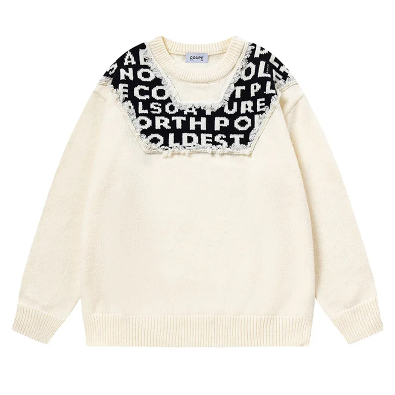 Свитер мужской вязаный в стиле хип-хоп оверсайз