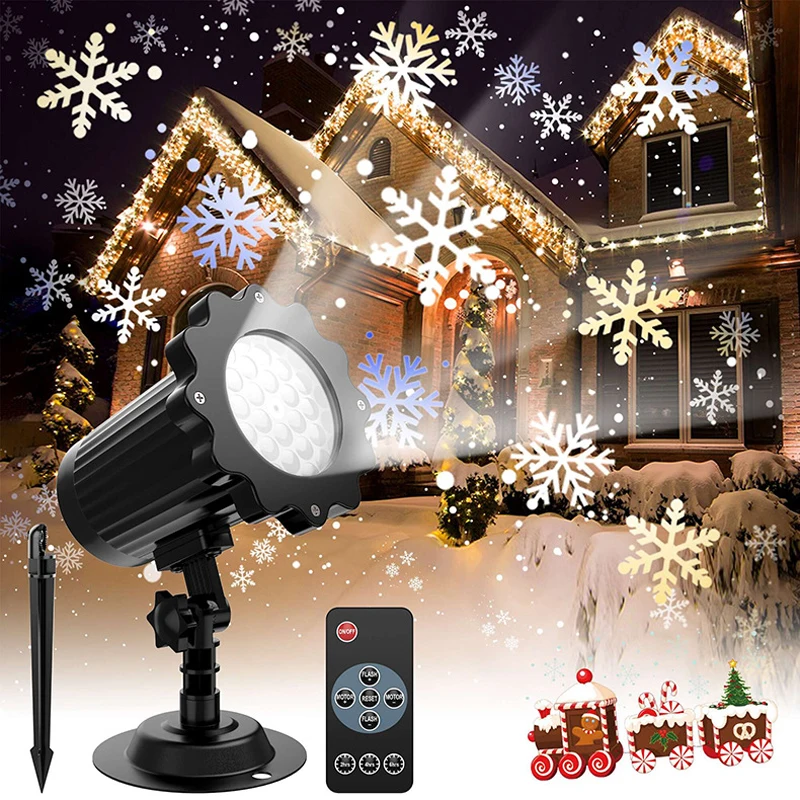 

2023 Christmas Snowflake Projector Light Outdoor Waterproof Remote LED Projection Lamp for Home Garden Navidad New Year Decor