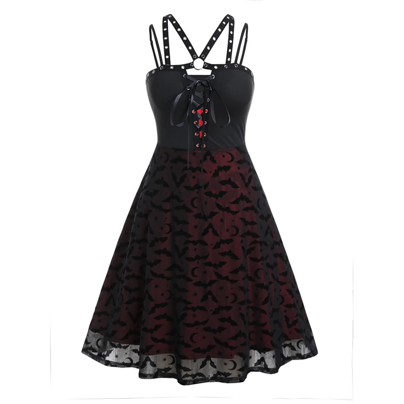 

Oversized 4XL Female Black Lace Up Mesh Midi Dress Lace Cutout Panel For Cocktail Party Going Out Evening Club