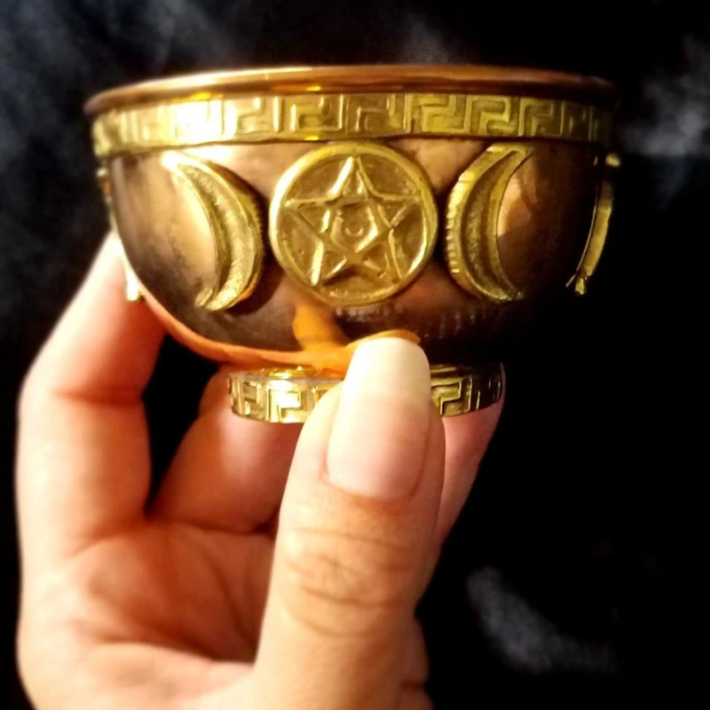 Чаша для благовоний Triple Moon Pentacle медная чаша 3 дюйма отлично подходит алтаря