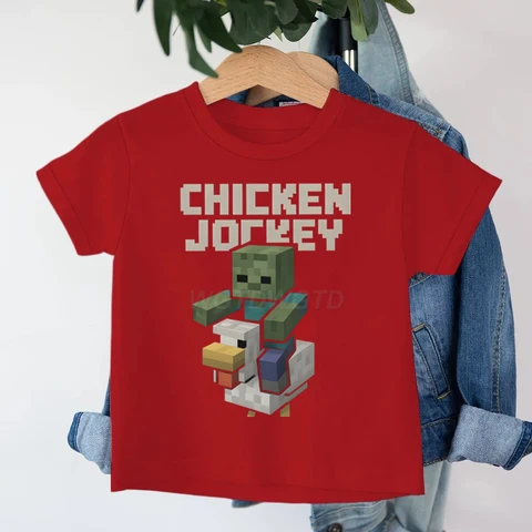 Детская футболка с курицей и жокей, юмор, видеогеймер, графический наряд, футболка с короткими рукавами, летняя модная детская футболка, топы для мальчиков и девочек