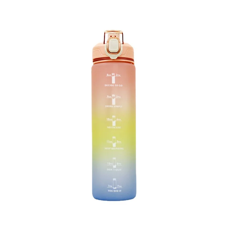 

1 Liter Water Bottle With Straw Noozle Large Capacity Gradual Color Eco-Friendly Plastic Portable Leak proof Fitness Sports Cup