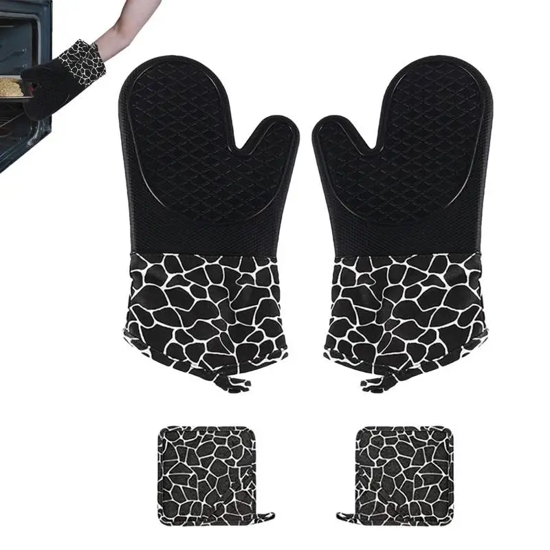 

Набор силиконовых варежек и держателей для кастрюль, термостойкий силиконовый держатель для духовки, мягкий водонепроницаемый без BPA, 4 шт.