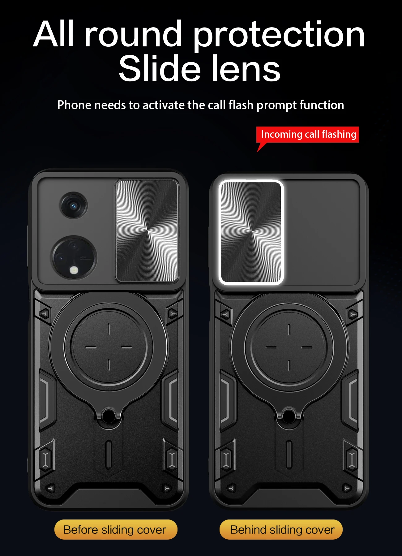 Slide Camera Case for Oppo A1 Pro PHQ110 Luxury Car Mount Magnetic Holder Soft Edges Hard Armor Shockproof Phone Cover OppoA1Pro