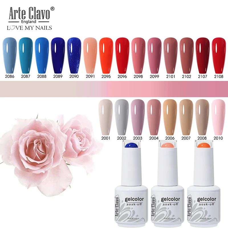 

Arte Clavo Nail Polish UV Hybrid Gel Lak Pink Red Series Gel Varnish 15ml Nail Art Manicure Gel Polish Top Coat Nails Extensions