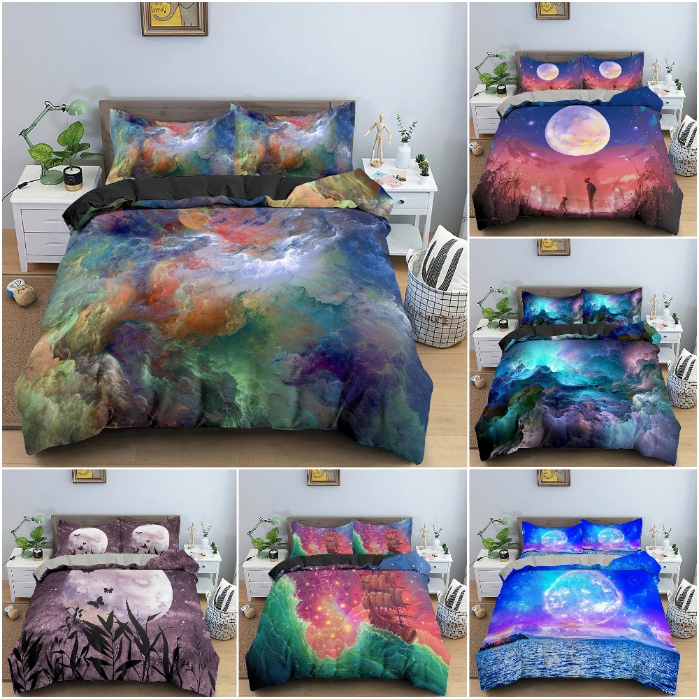 

Abstract Art Bedding Set Night View Printed Duvet Cover Queen Size Comforter Sets Kids Quilt Covers Home Textile Bed Clothes