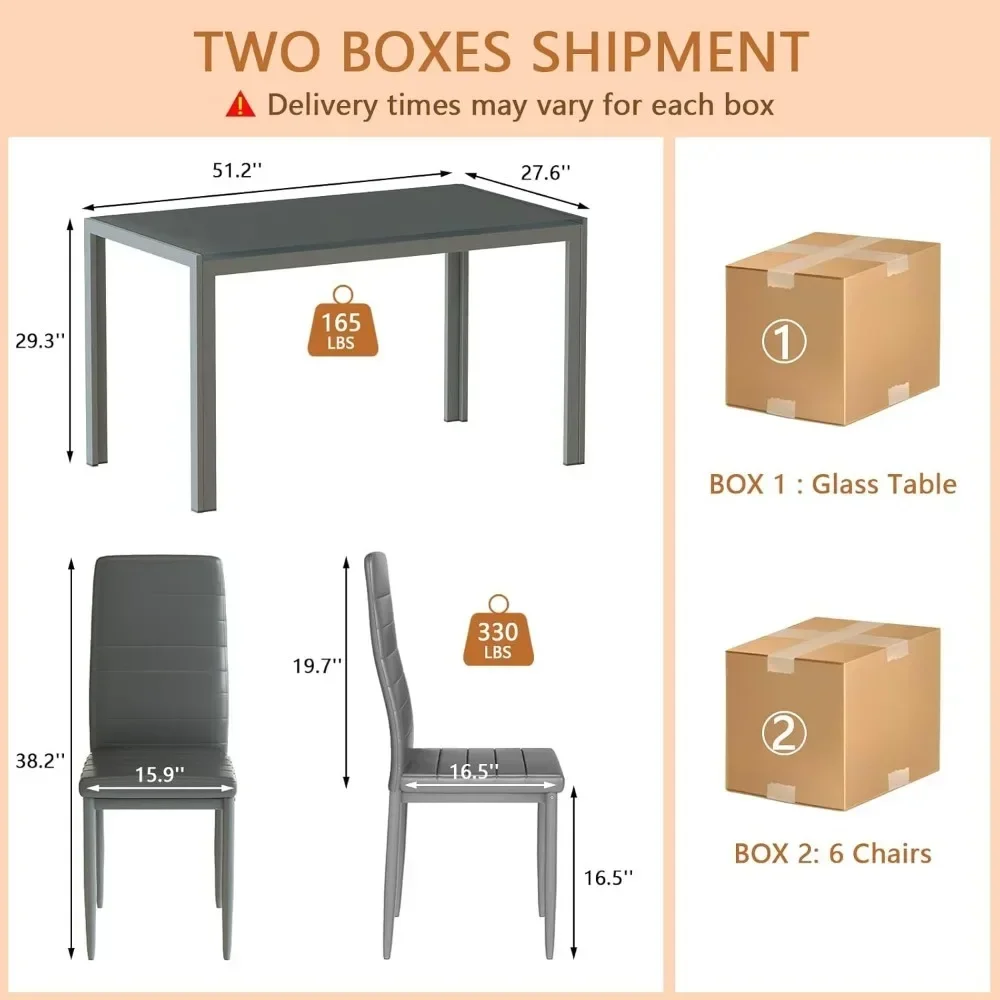 Кухня из 7 предметов на 6 человек стол закаленного стекла и стулья искусственной
