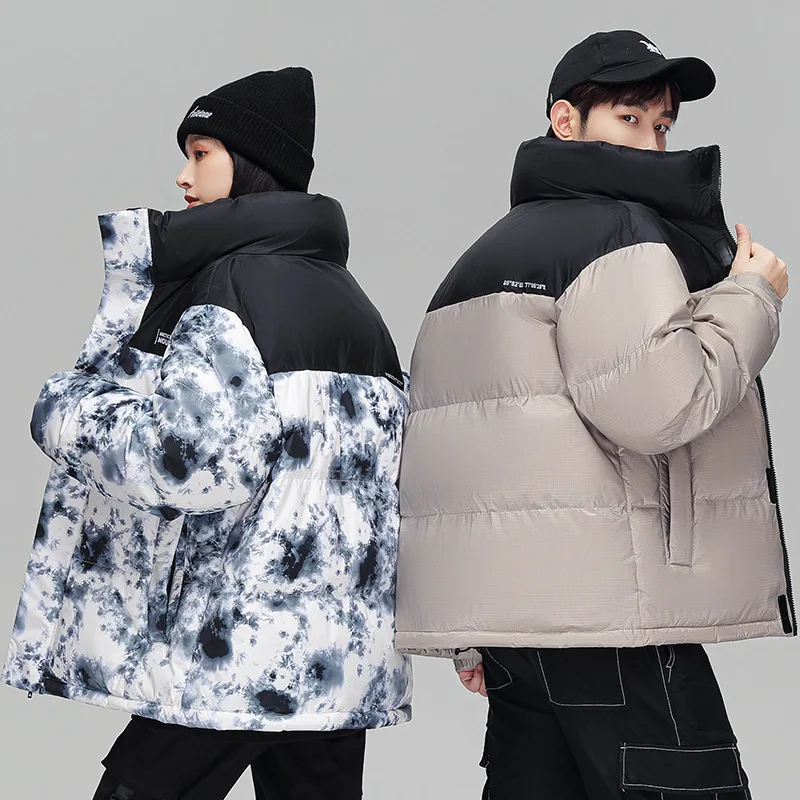 Winter Camouflage Stand Collar Coat For Men And Women Lovers Down Jacket Thickened Parkas