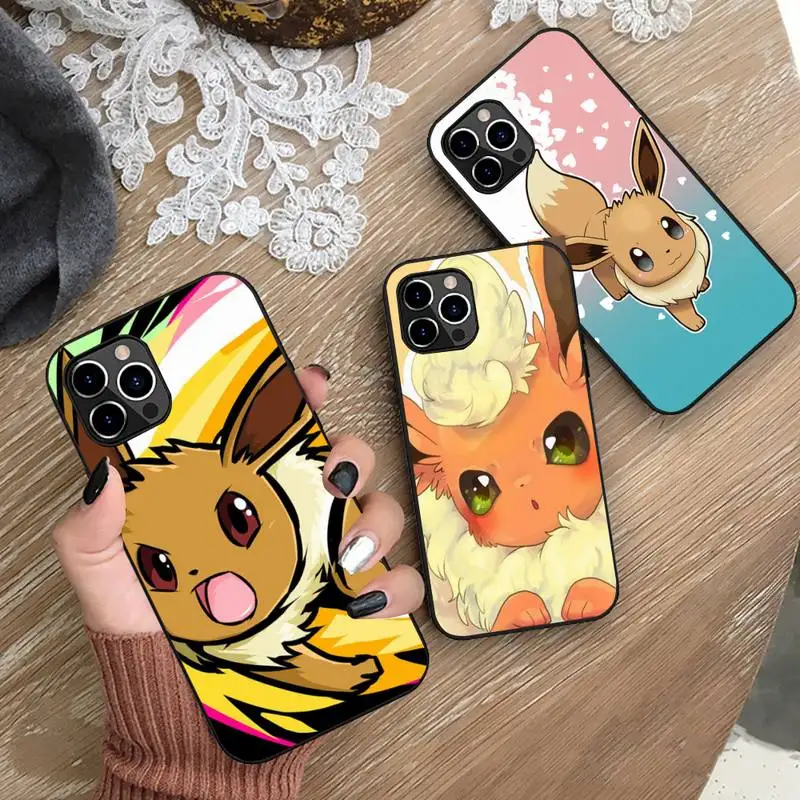 

Pokemon Eevee Phone Case Silicone Soft for iphone 13 12 11 Pro Mini XS MAX 8 7 Plus X 2020 XR cover