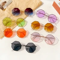 2022 women fashion tea gradient sunglasses ocean water cut trimmed lens metal curved temples female uv400 polarized sun glasses