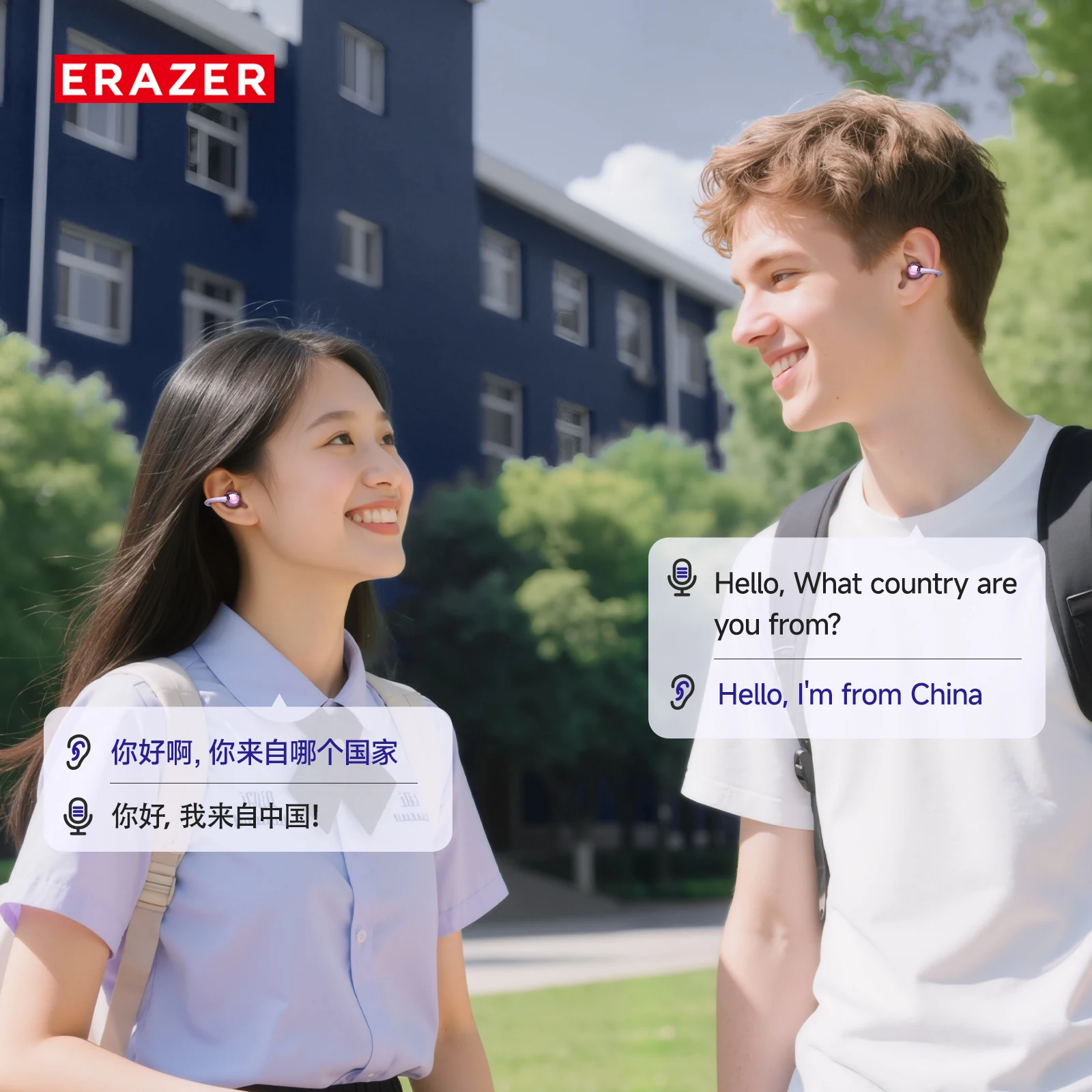 Беспроводные наушники Erazer XF36 с AI-переводом, открытой конструкцией, комфортной посадкой, стереозвуком и объемным звучанием для спорта, путешествий и офиса (art.: 3920da3546118) - 3920da3546118
