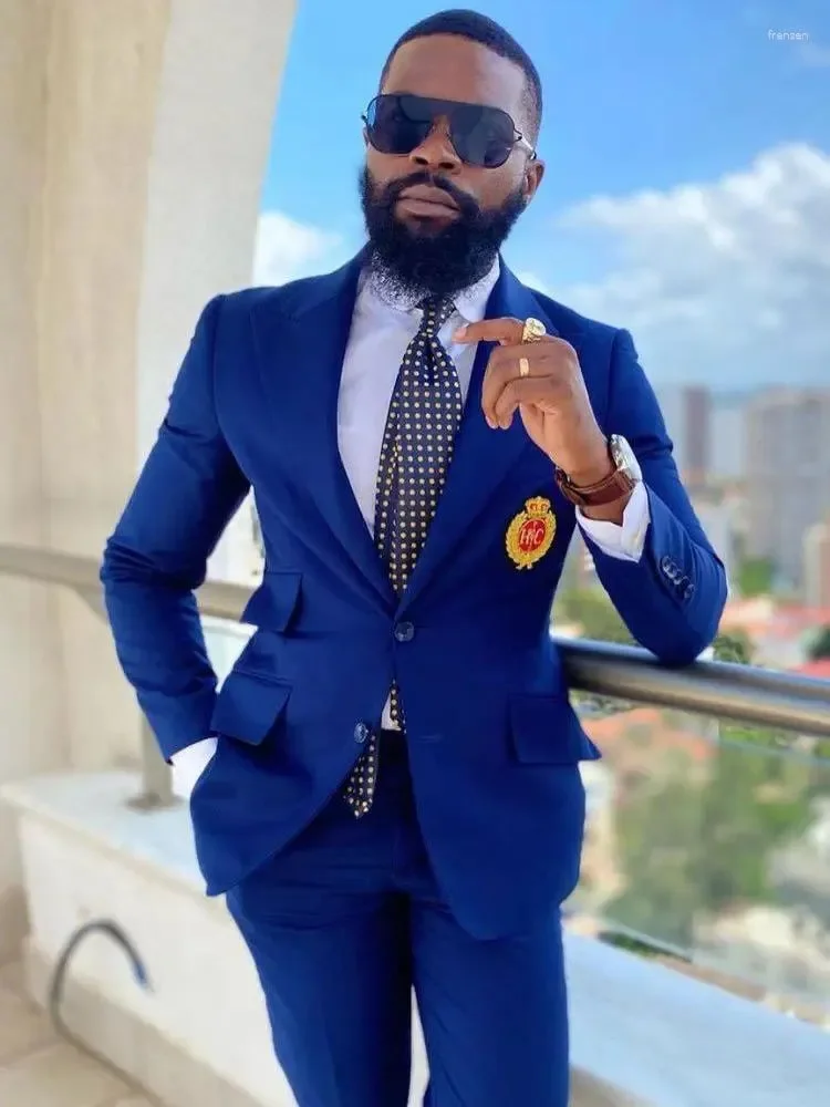 Мужские костюмы Королевского синего цвета из 2 предметов мужские облегающие