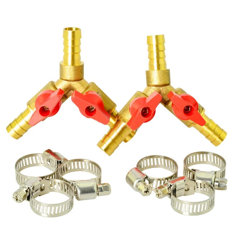 

2 PCS 3-Way Globe Valve, 3/8Inch Hose Barb, 2-Switch Brass Y-Shaped Valve, Y-Shaped Pagoda Needle Valve(10mm)