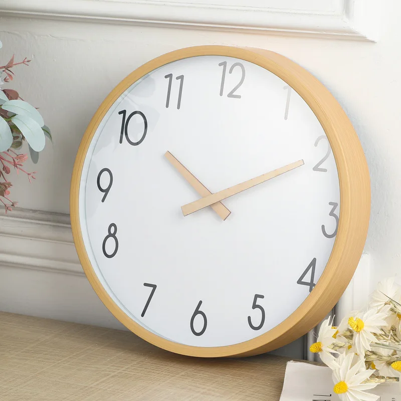 

White Wall Clock Modern Design Round Wood Living Room Silent Clock Mechanism Bedroom Kitchen Office Hanging Watch Home Decor