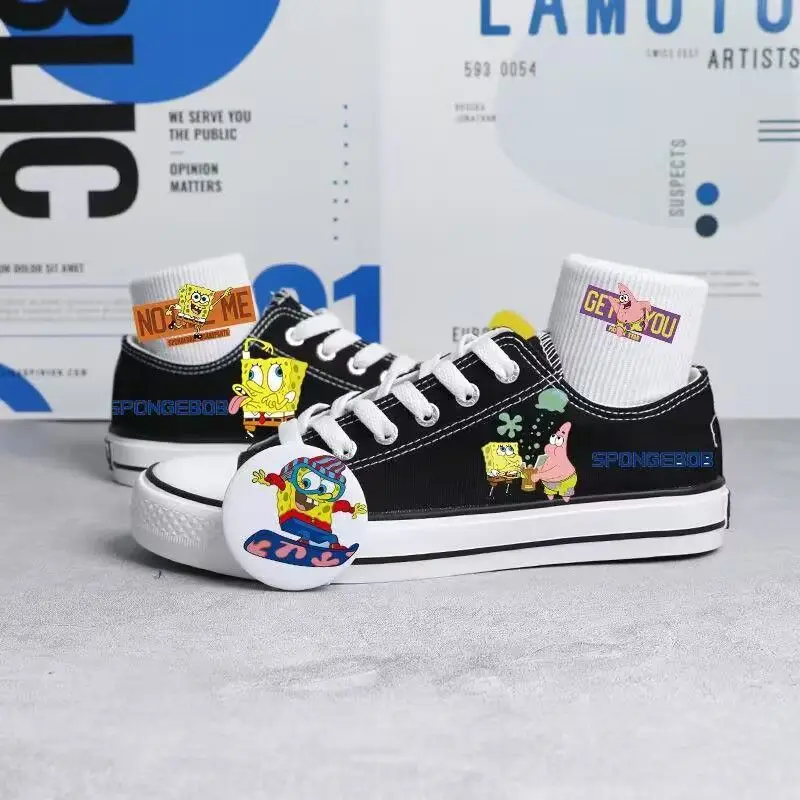 Квадратные брюки Губка Боб низкие холщовые мужские и женские блестящие